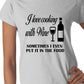 I Love Cooking With Wine Funny Gift Ladies T Shirt