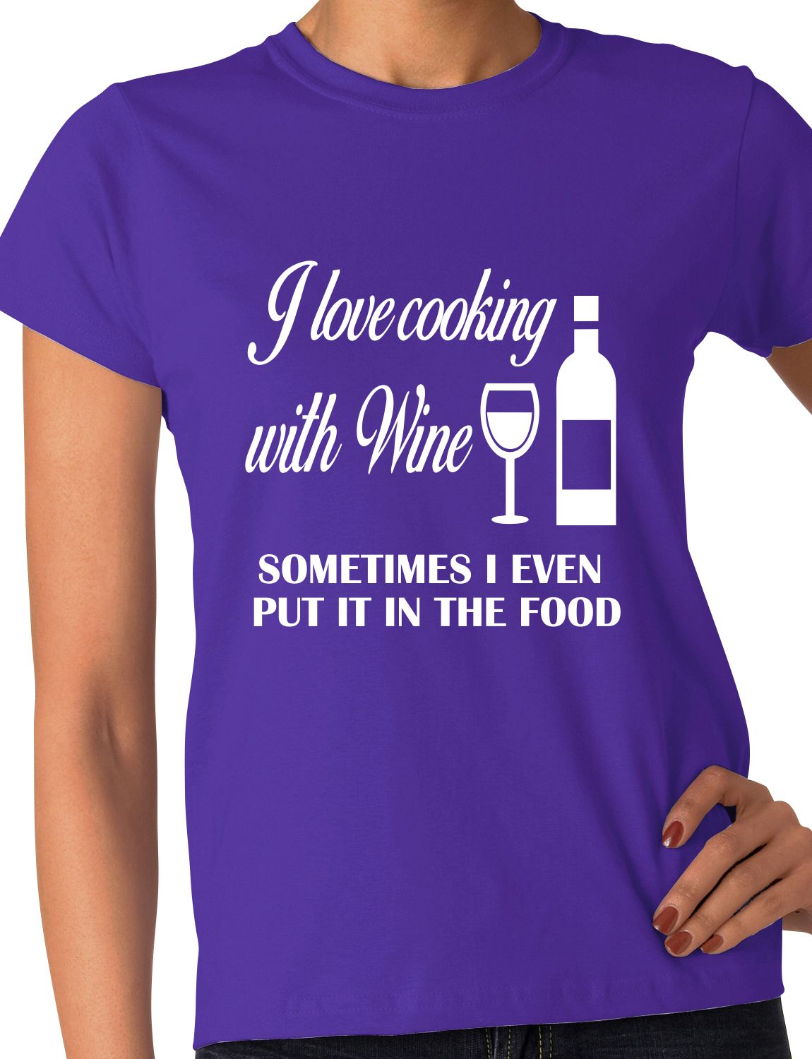 I Love Cooking With Wine Funny Gift Ladies T Shirt