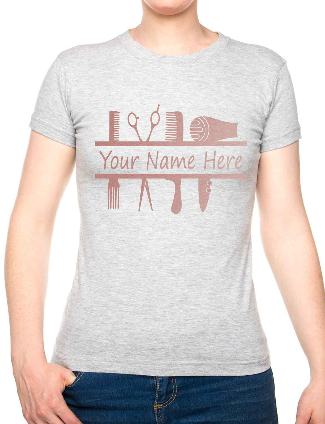 Personalised Ladies T-Shirt Hairdresser Your Name Work Tee For Hair Stylist