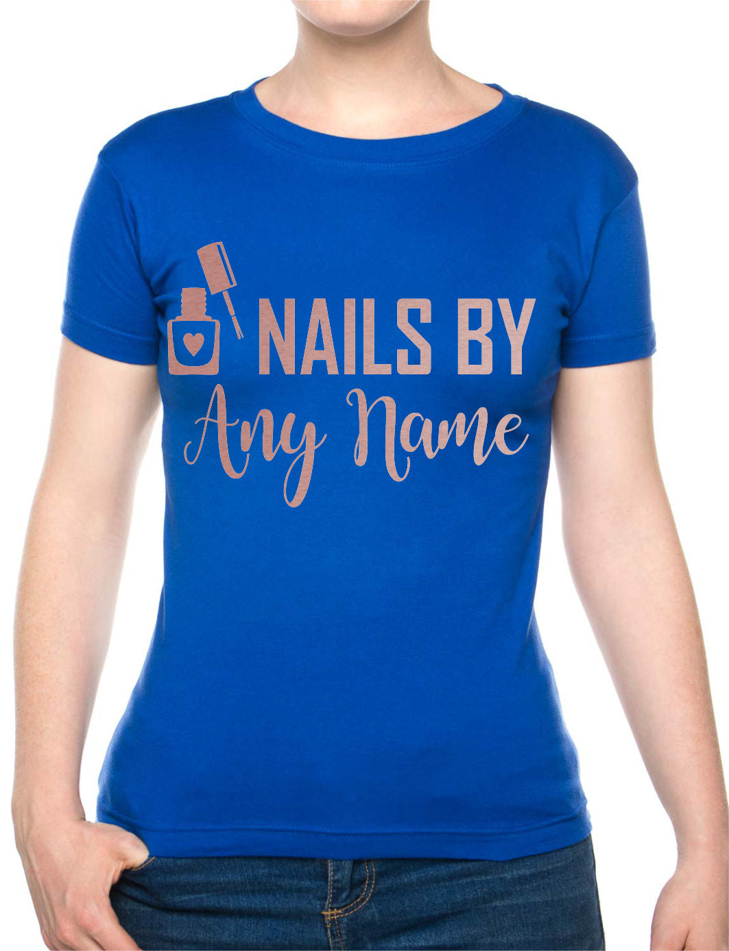 Personalise This Ladies T-Shirt Nails By Work Name Here Tee For Nail Beauty