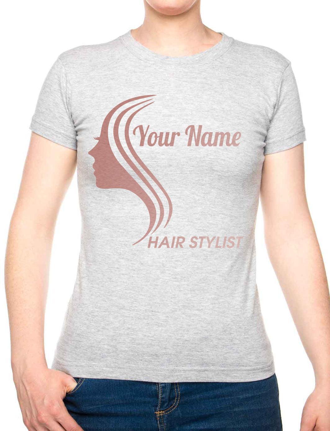 Personalised Ladies T-Shirt Hair Stylist Any Name Work Tee For Hairdresser