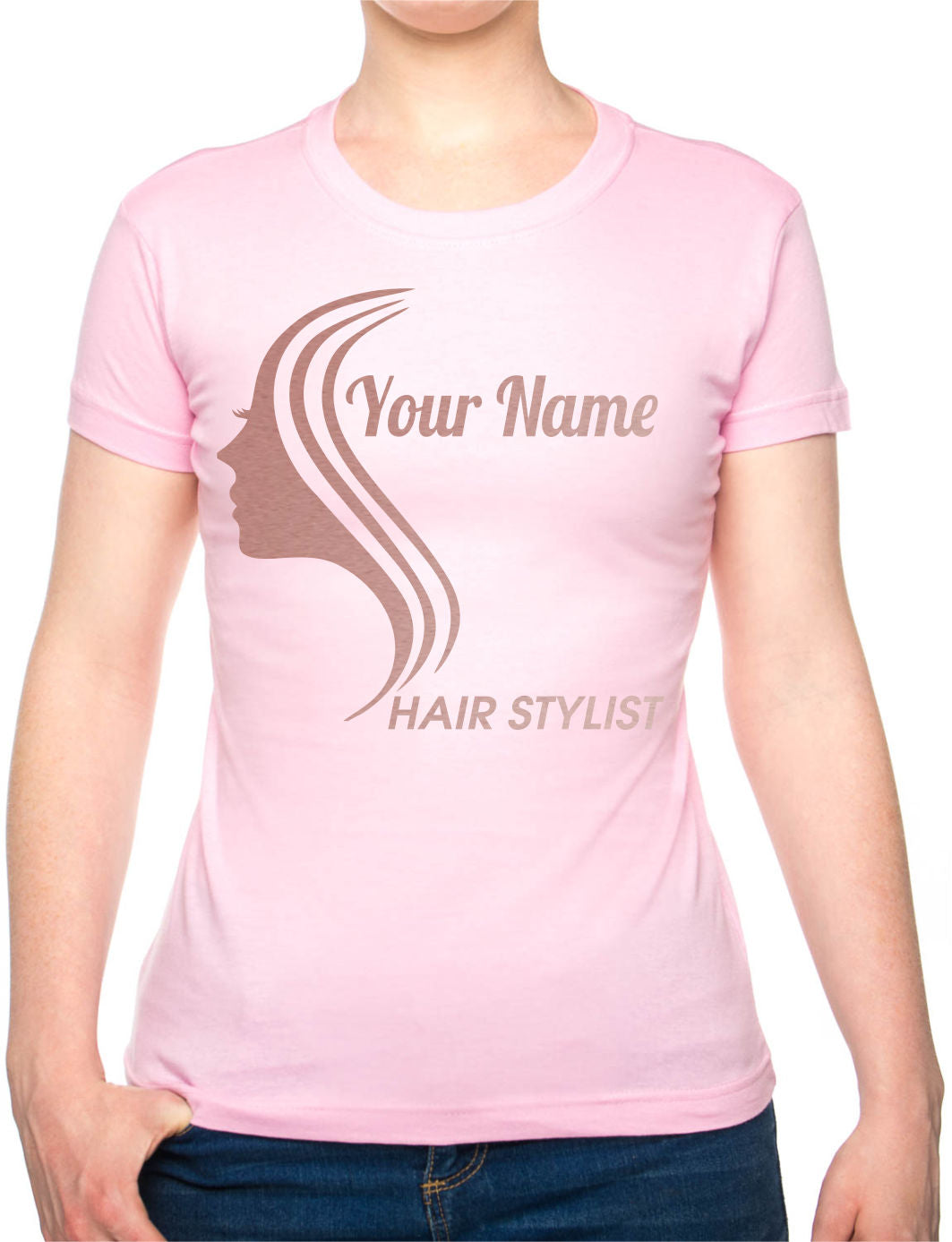 Personalised Ladies T-Shirt Hair Stylist Any Name Work Tee For Hairdresser