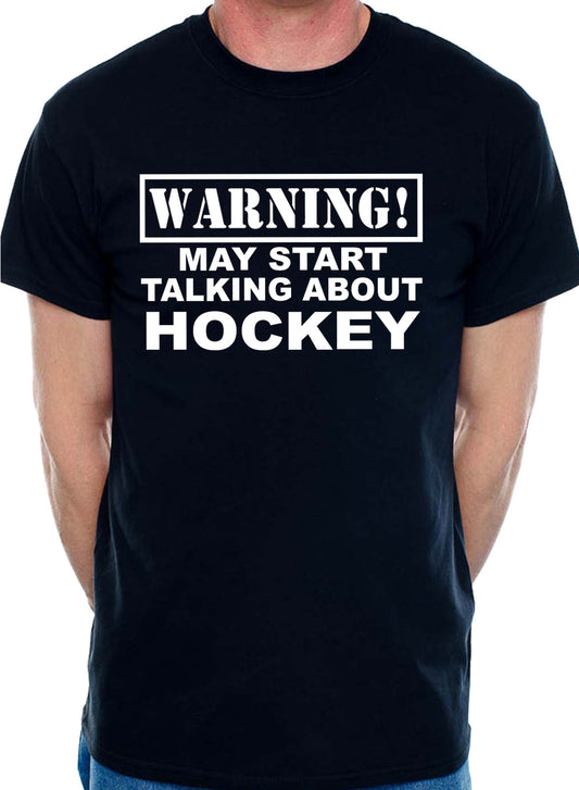 Warning May Talk About Hockey Sport Mens T-Shirt