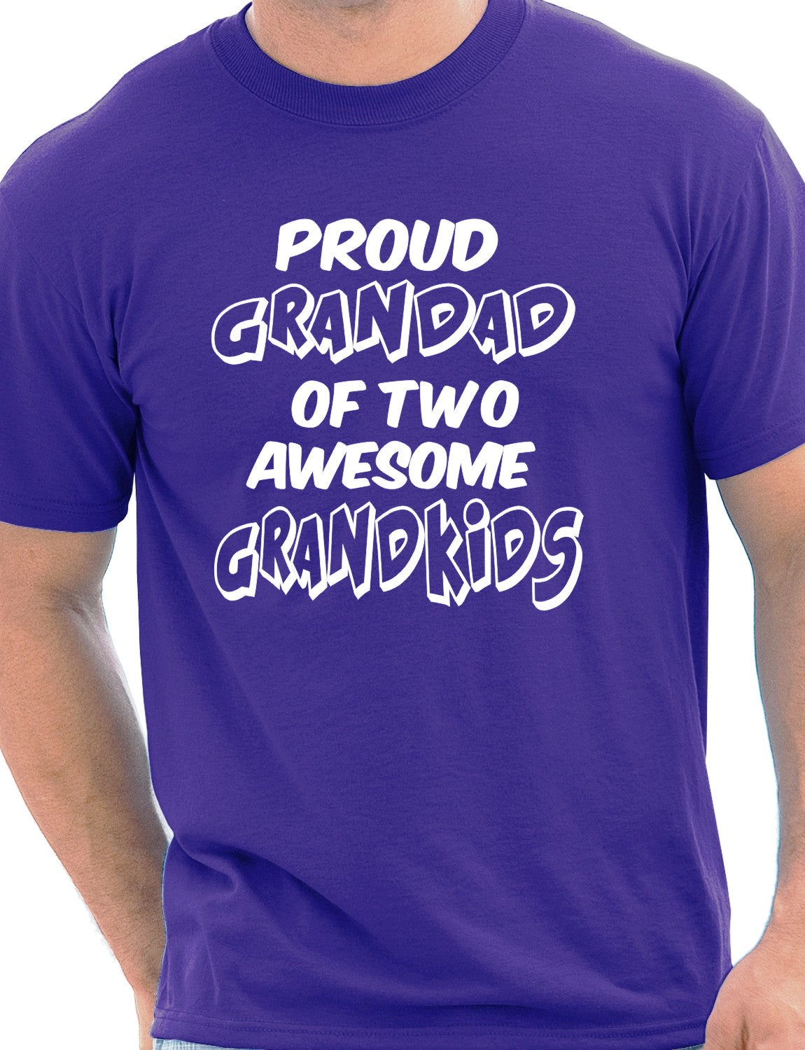 Proud Grandad of 2 Grandkids Mens T-shirt Size S-XXL