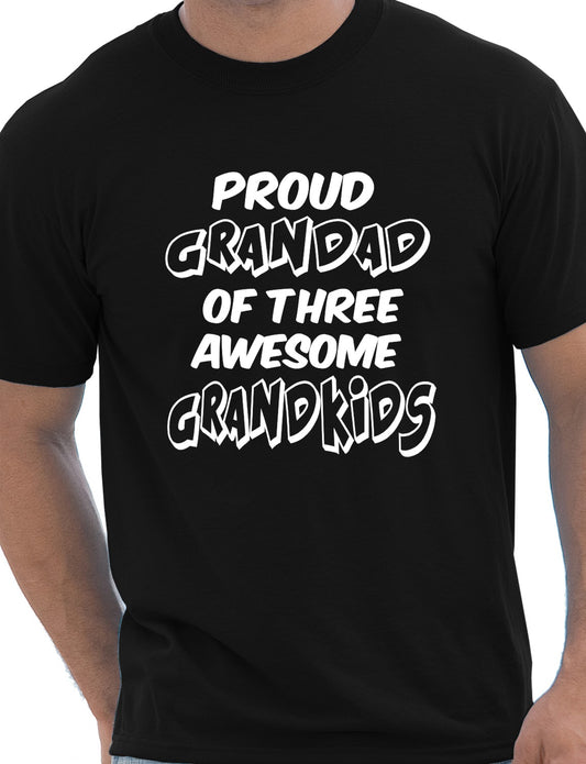 Proud Grandad of 3 Grandkids Mens T-shirt Size S-XXL