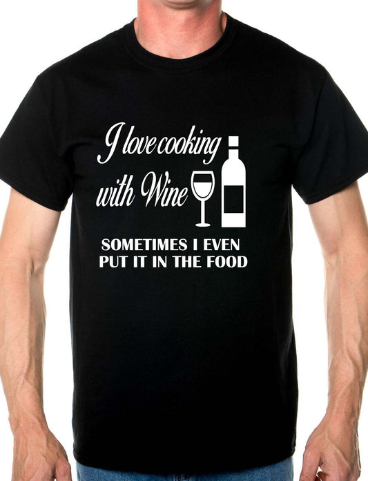 I Love Cooking With Wine BBQ Mens T-Shirt Size S-XXL