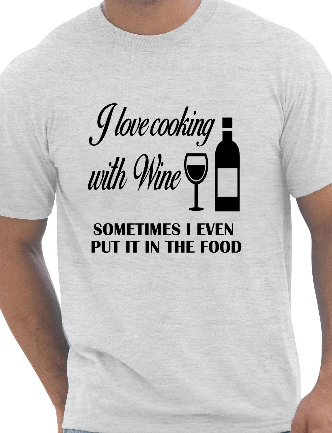 I Love Cooking With Wine BBQ Mens T-Shirt Size S-XXL