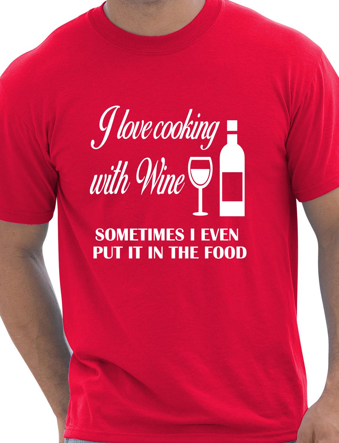 I Love Cooking With Wine BBQ Mens T-Shirt Size S-XXL