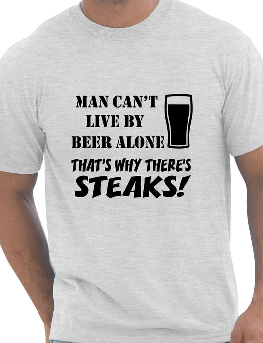 Man Can't Live On Beer Alone Barbeque Mens T-Shirt Size S-XXL