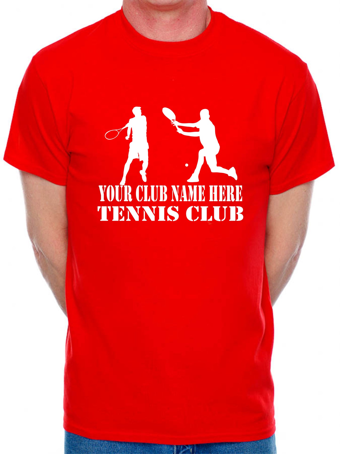 Personalised Mens T-Shirt Your Club Name Here Tennis Local Sports Team Name