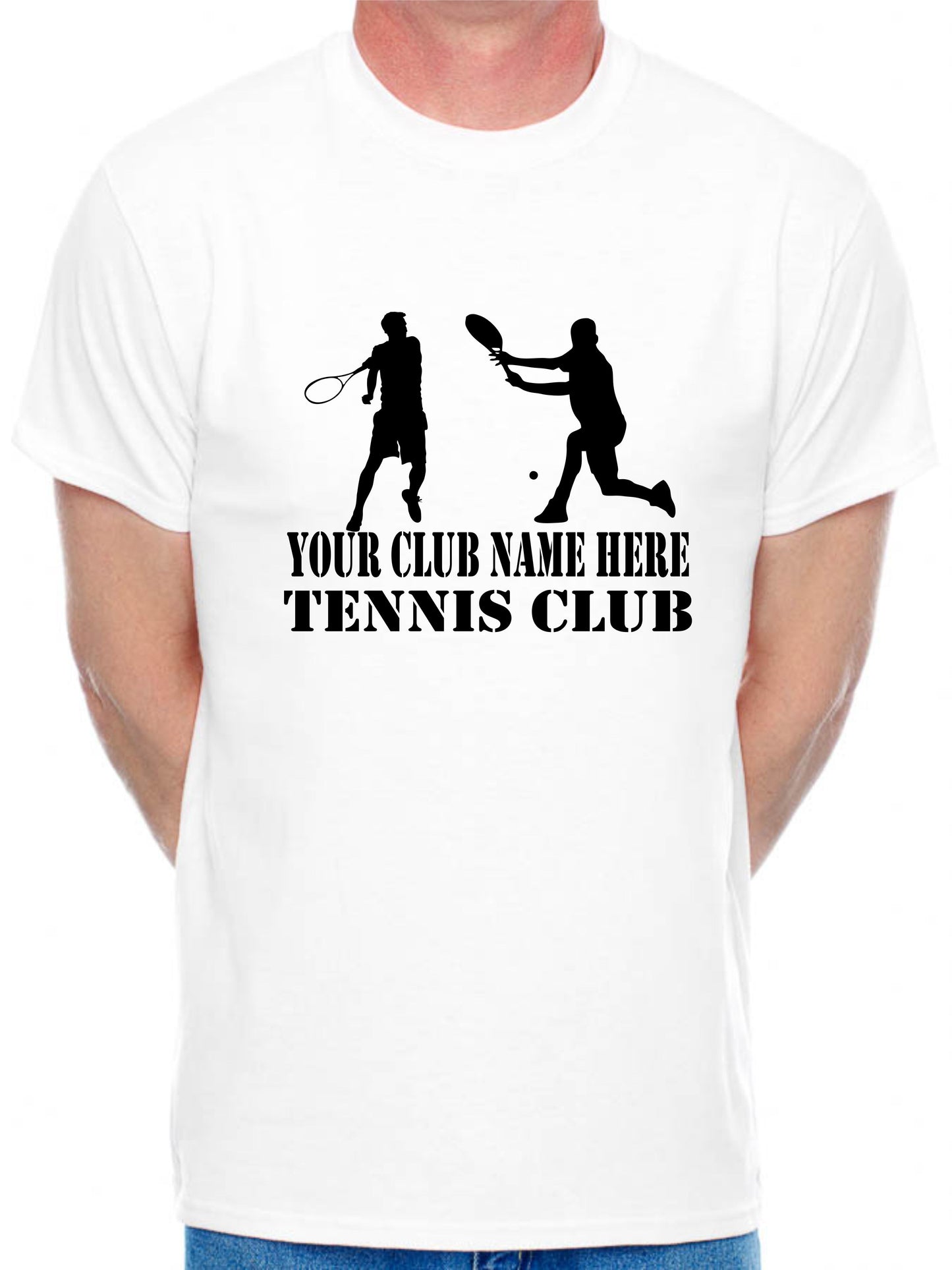 Personalised Mens T-Shirt Your Club Name Here Tennis Local Sports Team Name