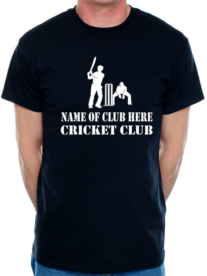 Personalised Mens T-Shirt Cricket Name Of Club Here Any Cricket Team name