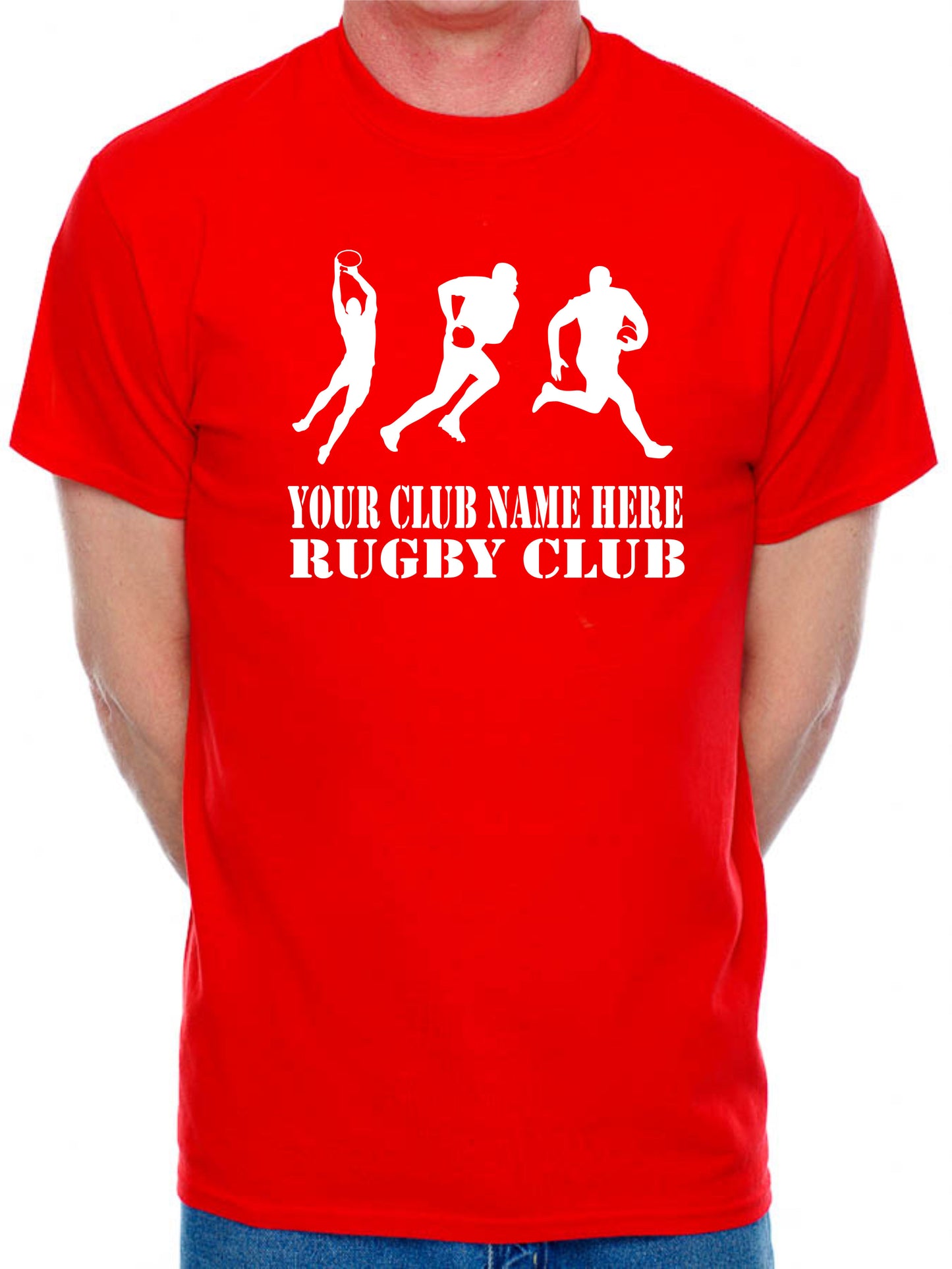 Personalised Mens T-Shirt Your Club Name Here Rugby Local Sports Team Name