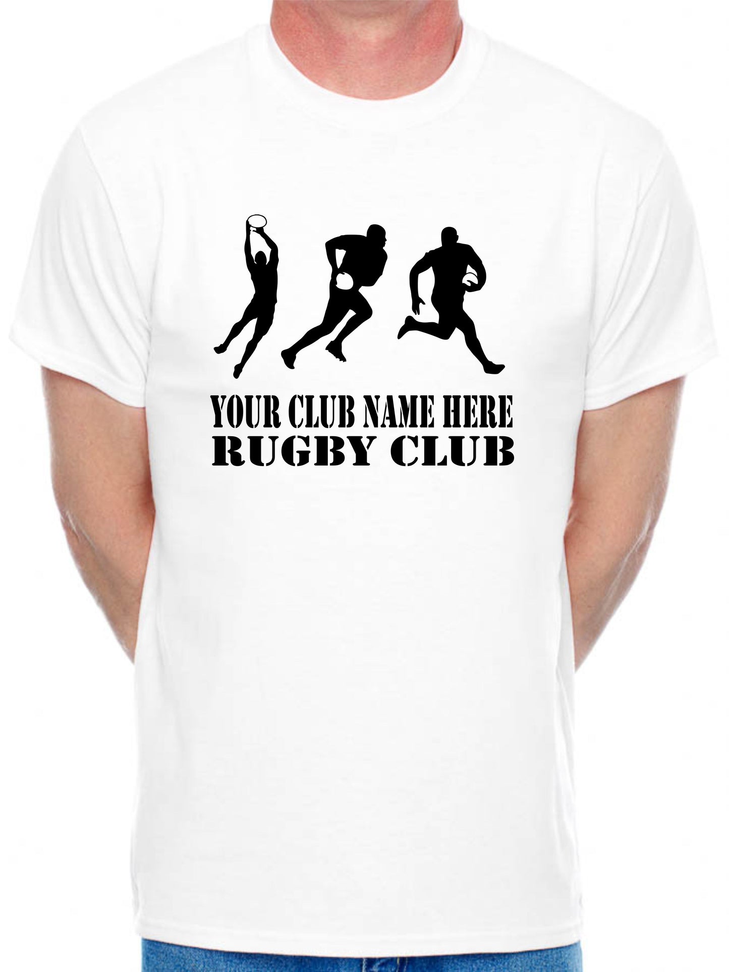 Personalised Mens T-Shirt Your Club Name Here Rugby Local Sports Team Name