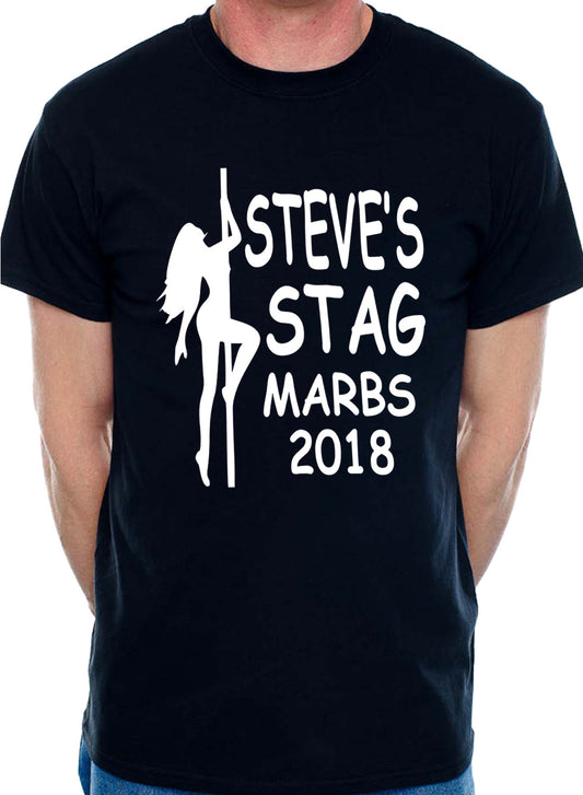 Mens Custom Stag Do T-Shirts Your Choice Of Name Steve's Stag Night