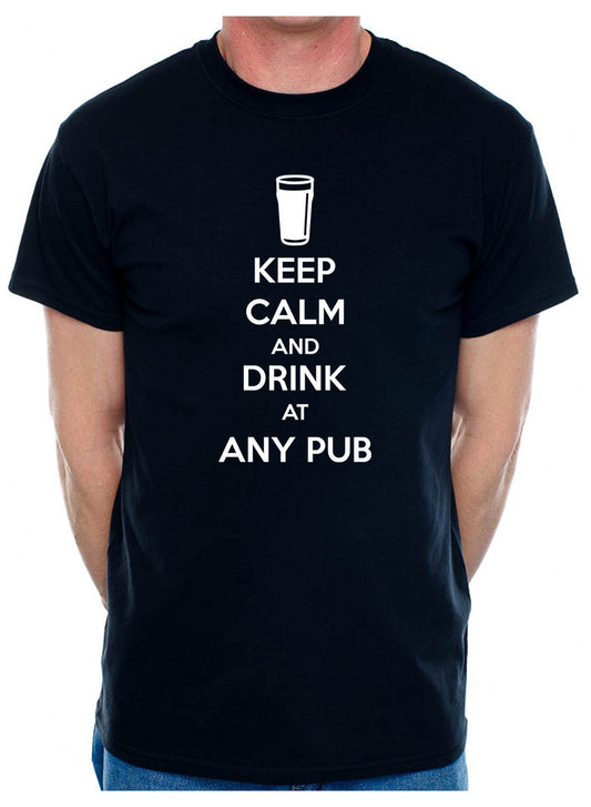 Mens Personalised Pub Keep Calm T-Shirt With Any Pub Name