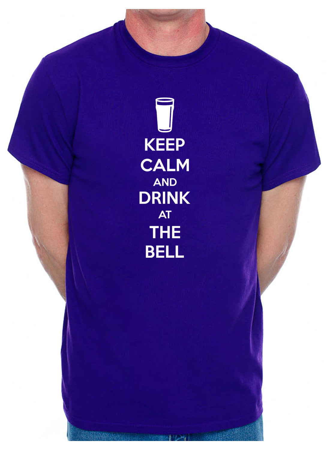 Personalised Adult T-Shirt Keep Calm Drink At The Bell Pub Club Any Name Here