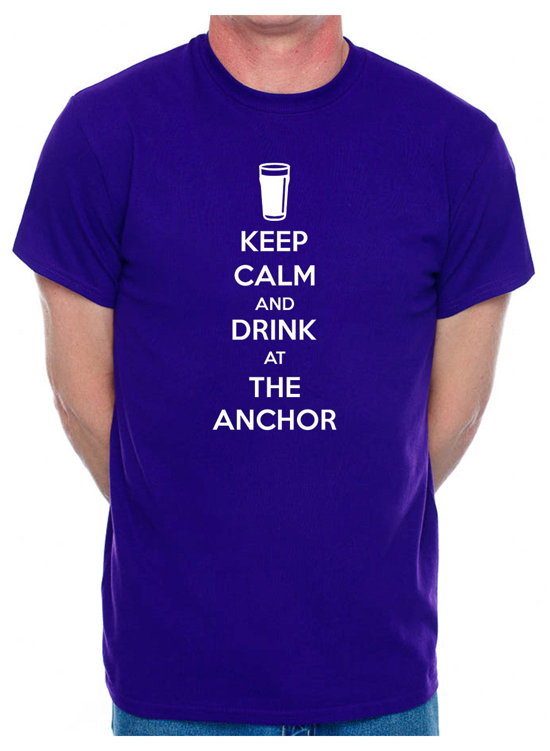 Personalised Mens T-Shirt Keep Calm Drink At The Anchor Or Any Pub You Chose