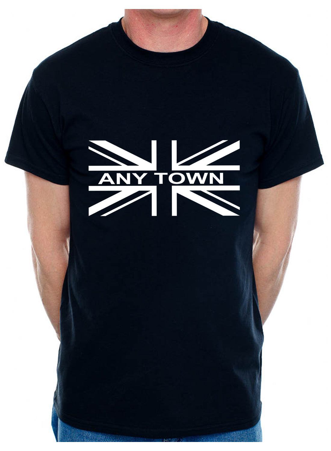 Personalised Mens T-Shirt Union Jack Any Town Name Sport Club Name