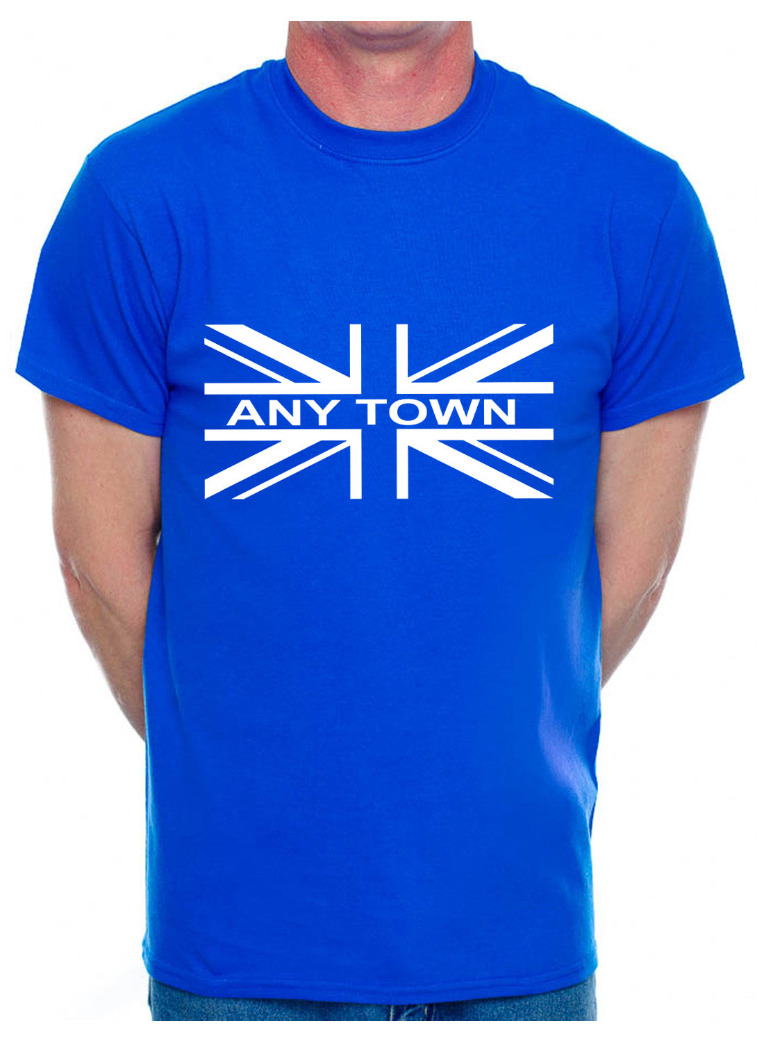 Personalised Mens T-Shirt Union Jack Any Town Name Sport Club Name