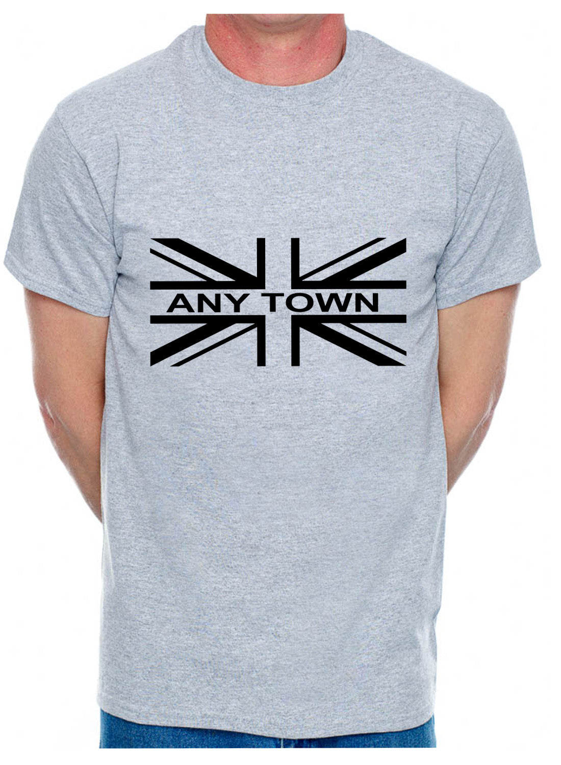 Personalised Mens T-Shirt Union Jack Any Town Name Sport Club Name