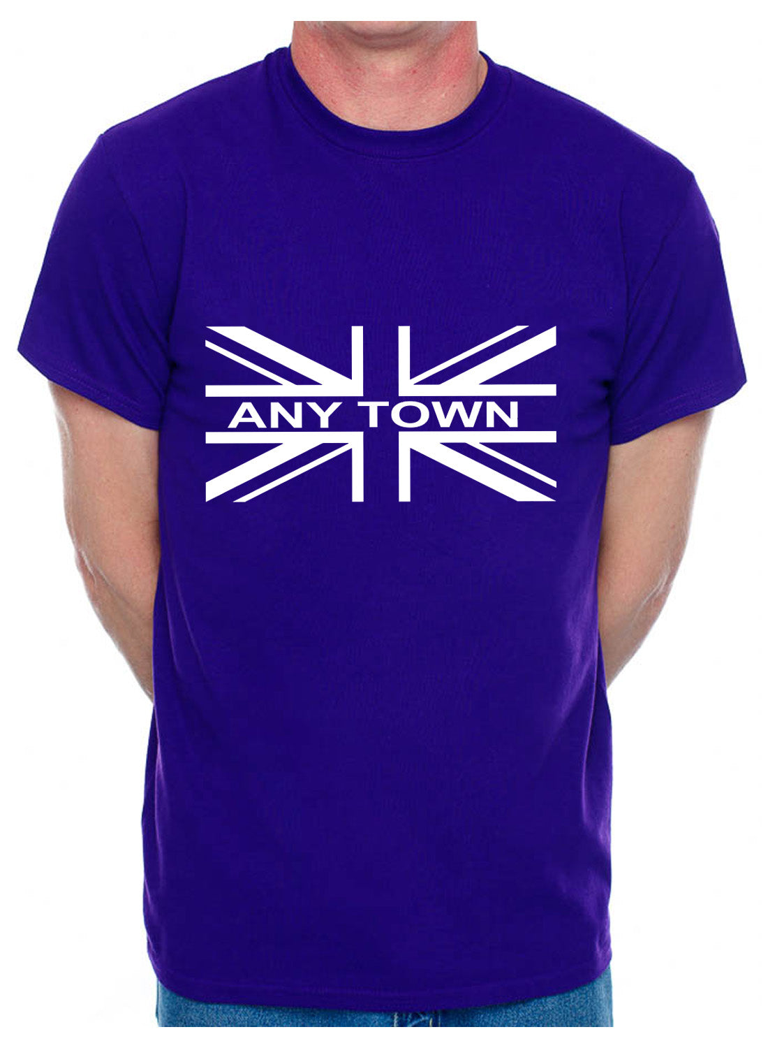 Personalised Mens T-Shirt Union Jack Any Town Name Sport Club Name