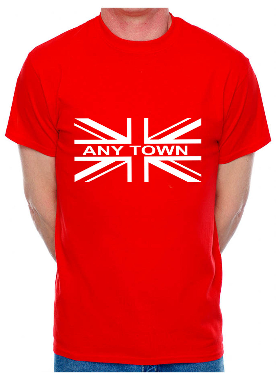 Personalised Mens T-Shirt Union Jack Any Town Name Sport Club Name