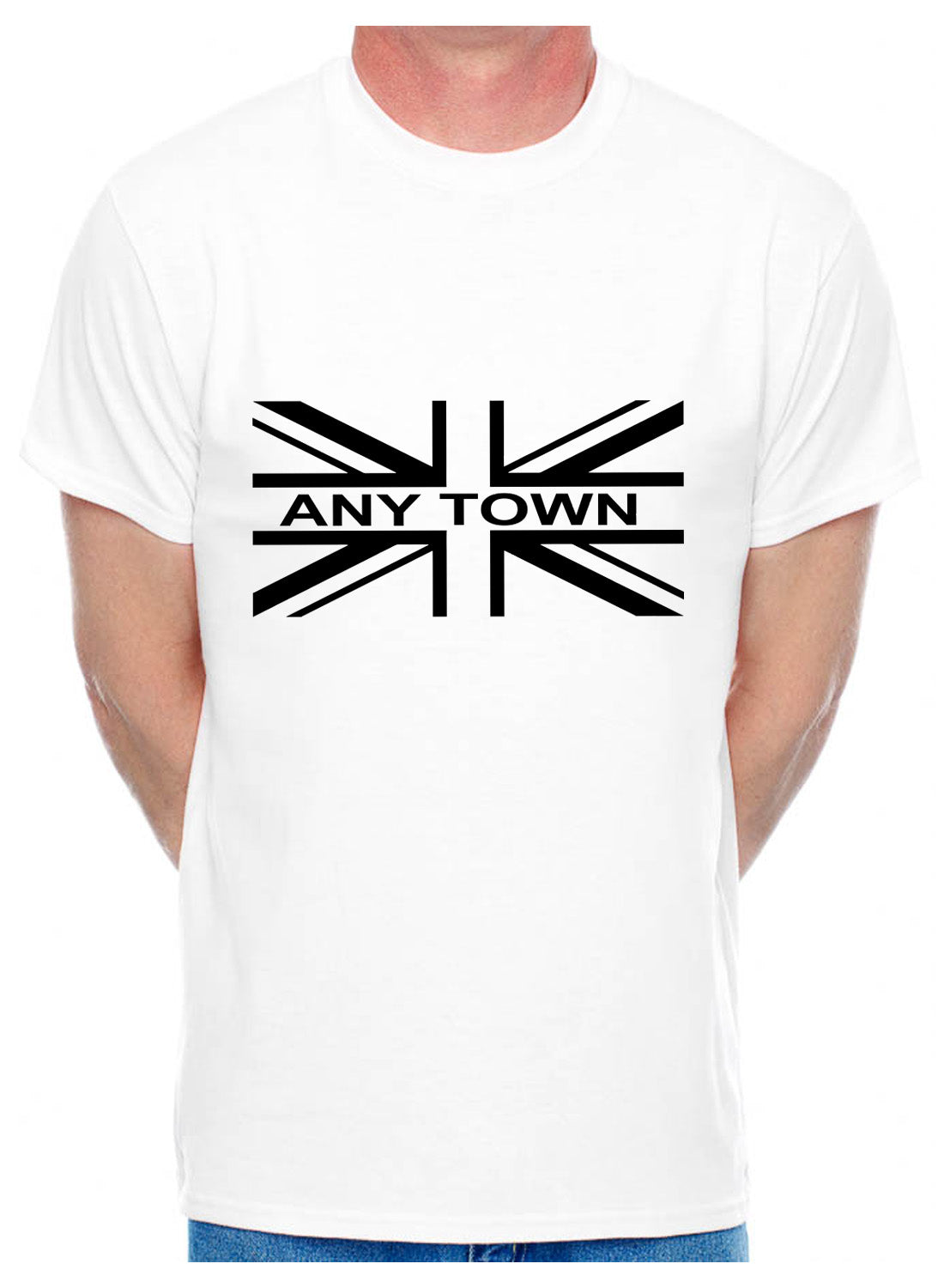 Personalised Mens T-Shirt Union Jack Any Town Name Sport Club Name