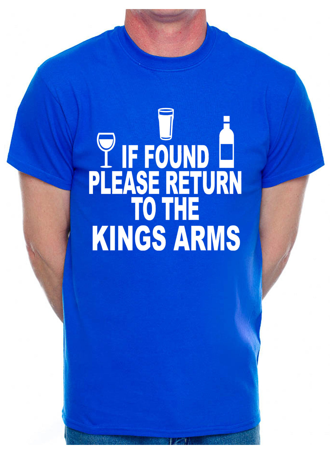 Personalised Mens T-Shirt If Found Return To Kings Arms Pub You Choose Name