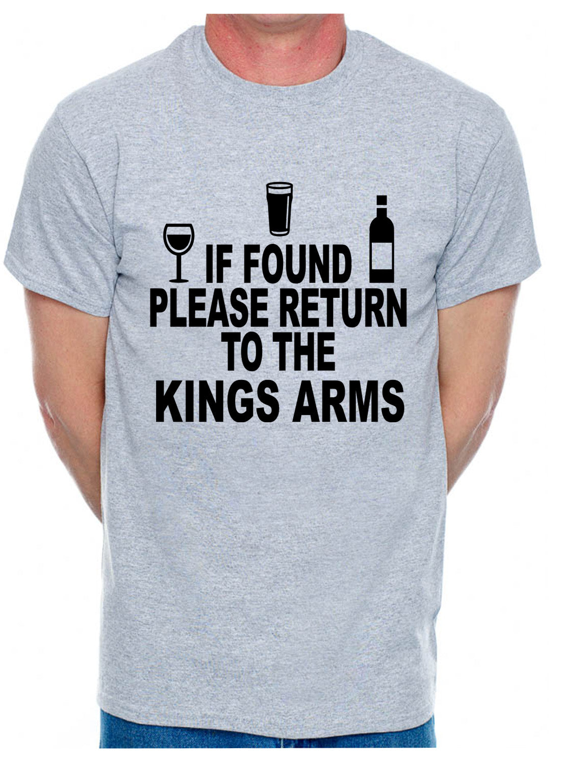 Personalised Mens T-Shirt If Found Return To Kings Arms Pub You Choose Name