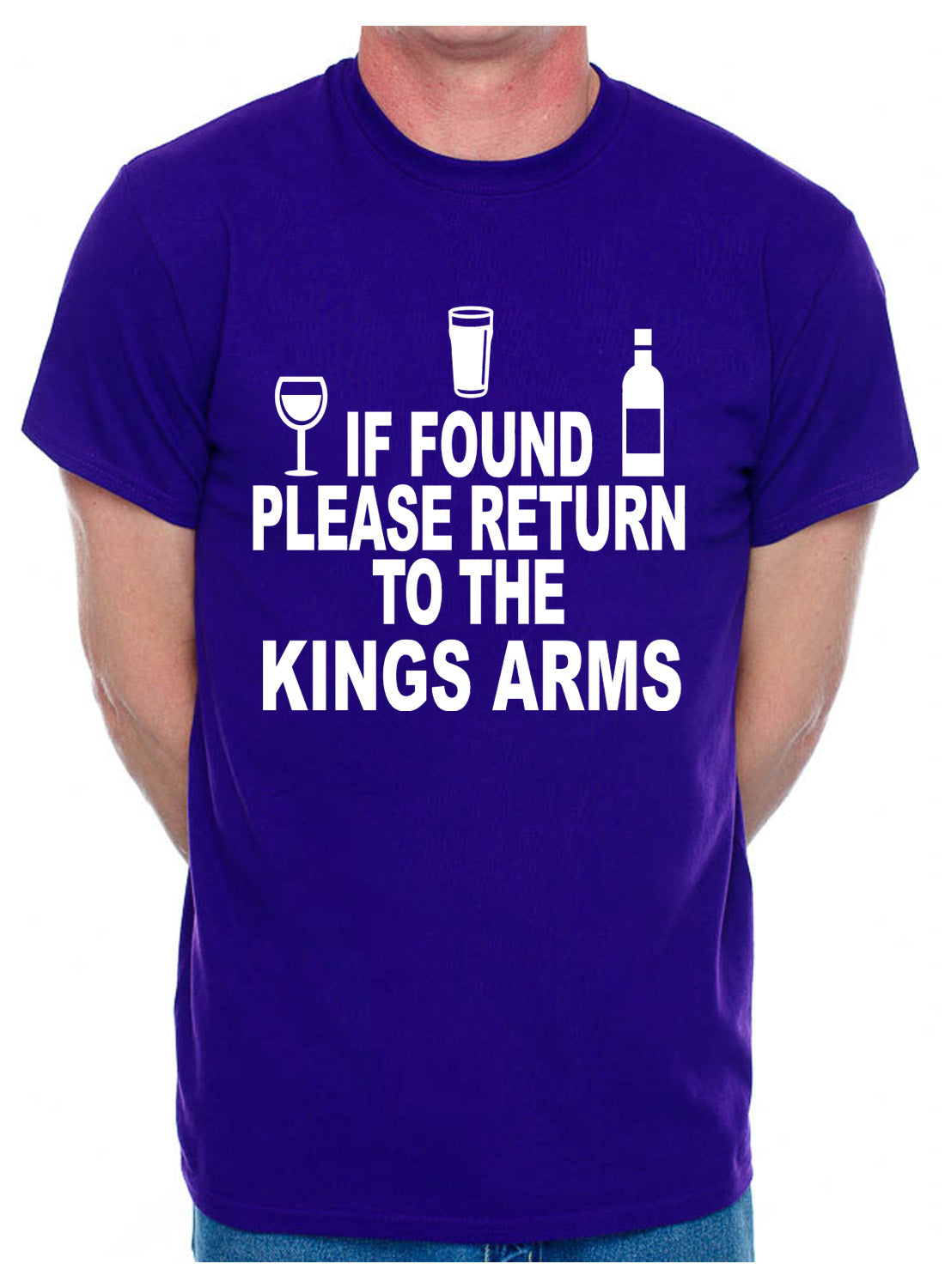 Personalised Mens T-Shirt If Found Return To Kings Arms Pub You Choose Name