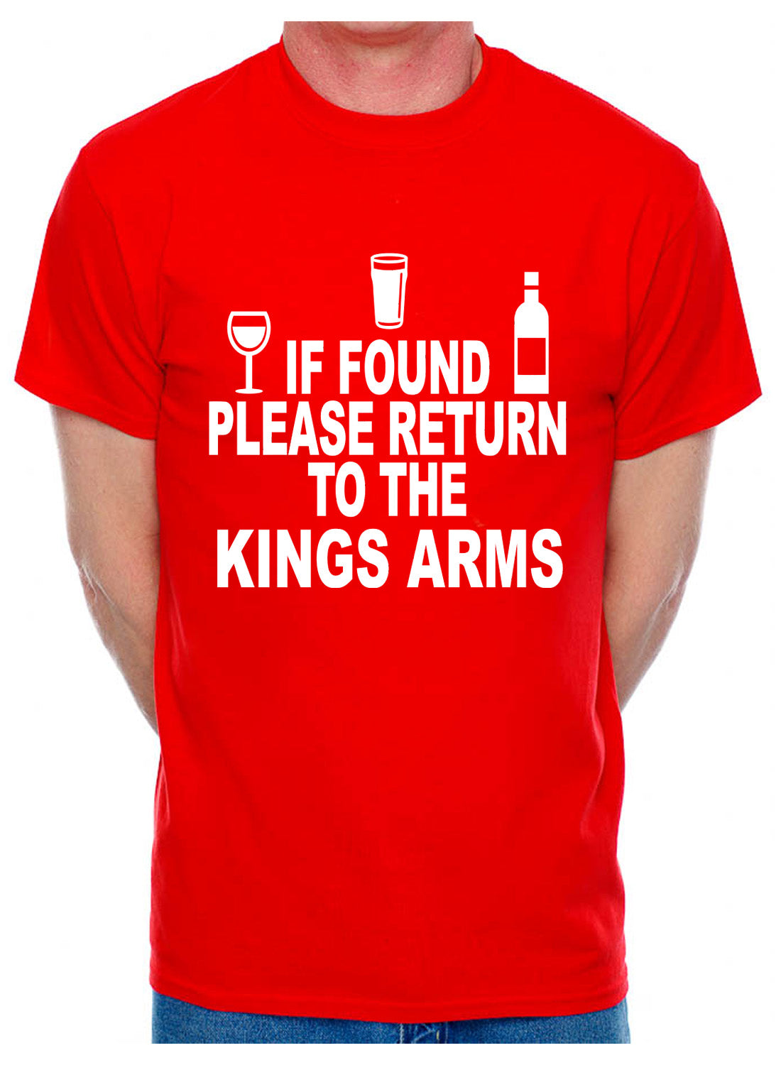 Personalised Mens T-Shirt If Found Return To Kings Arms Pub You Choose Name