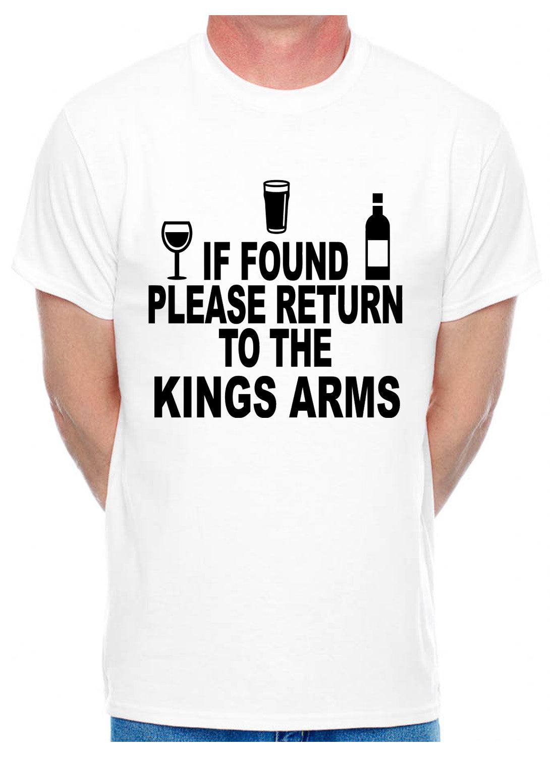 Personalised Mens T-Shirt If Found Return To Kings Arms Pub You Choose Name