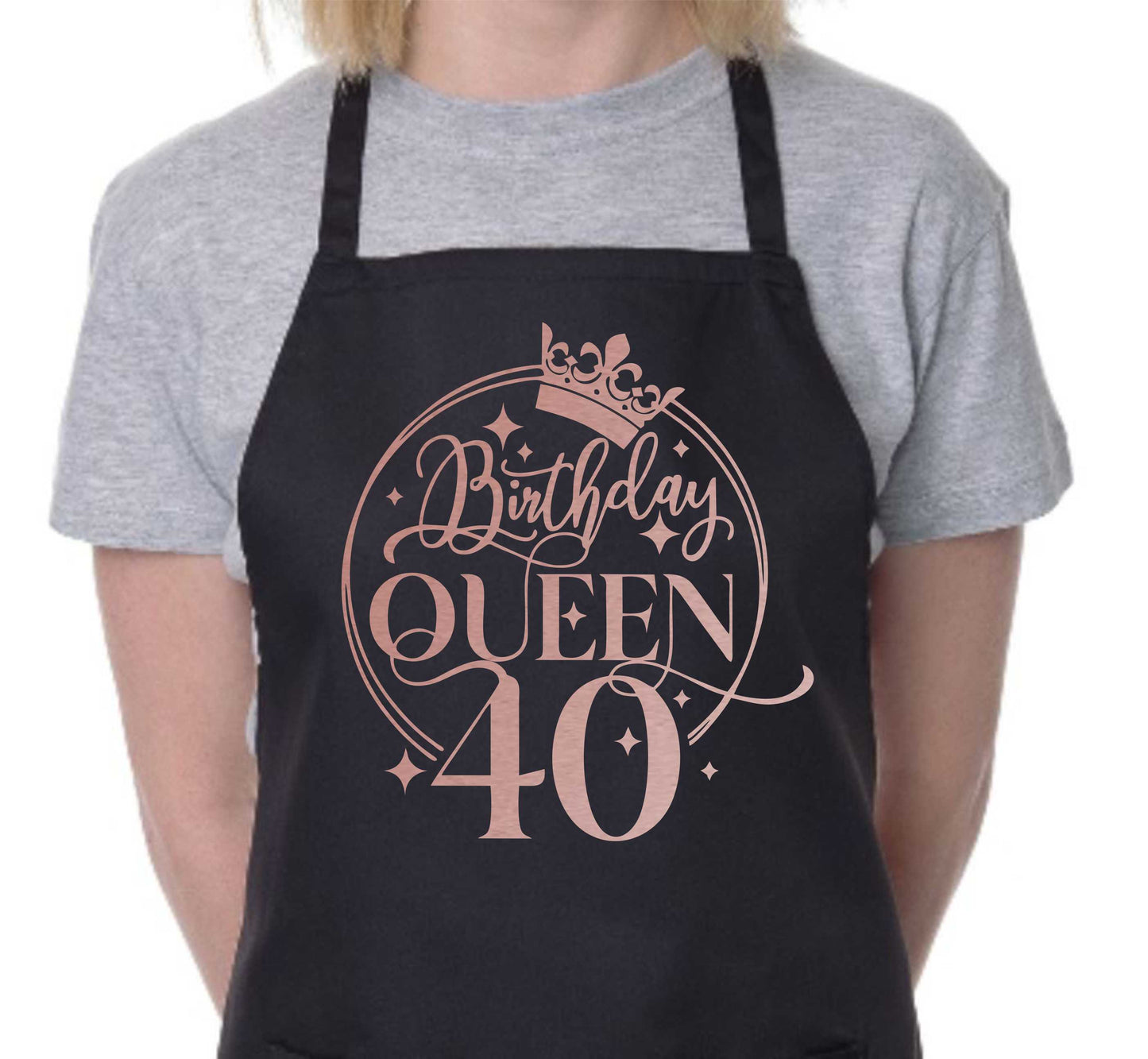 Birthday Queen 40 Ladies Apron 40th Birthday Gift Funny Apron In Rose Gold Design Cooking Apron