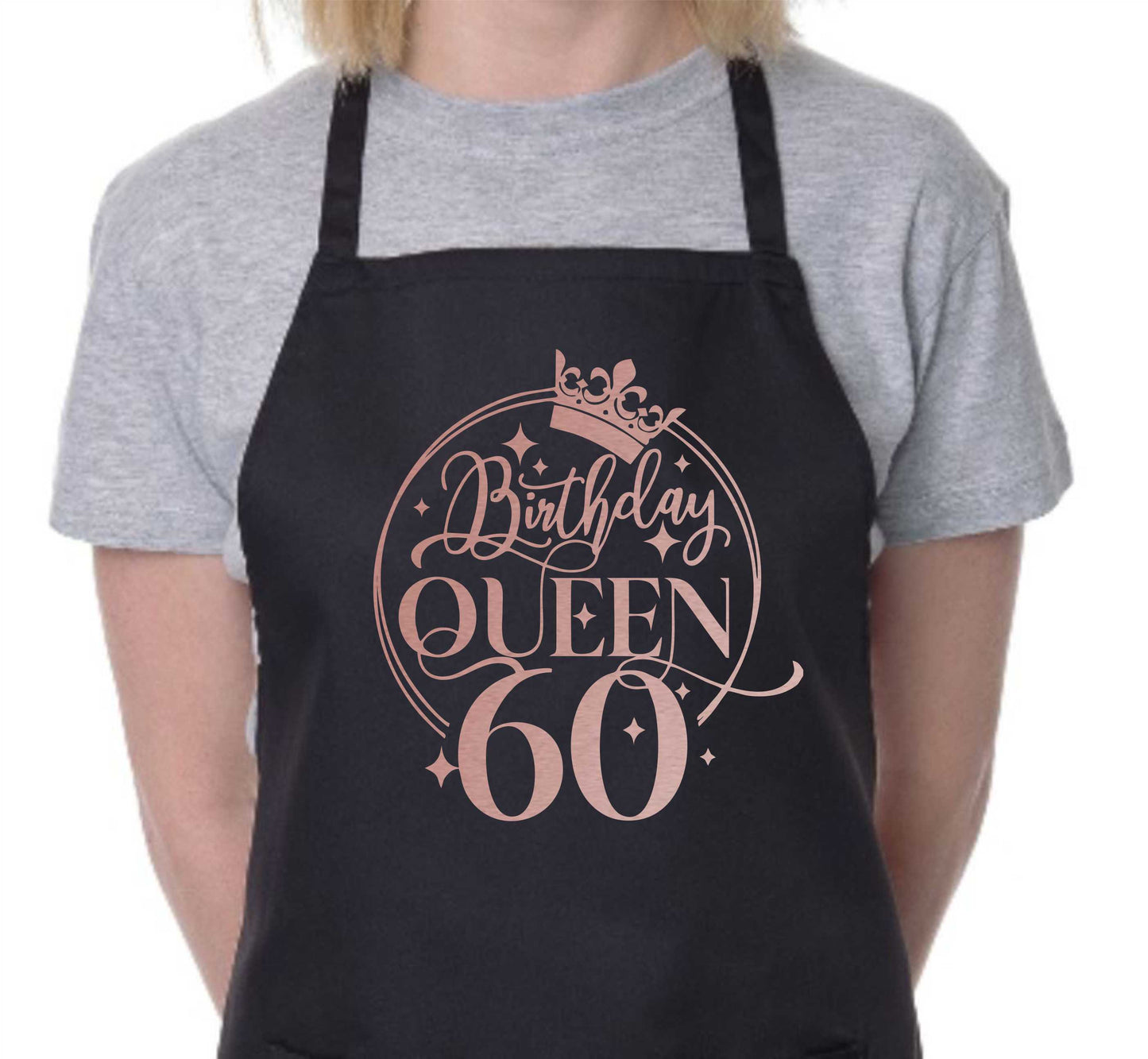 Birthday Queen 60 Ladies Apron 60th Birthday Gift Funny Apron In Rose Gold Design Cooking Apron