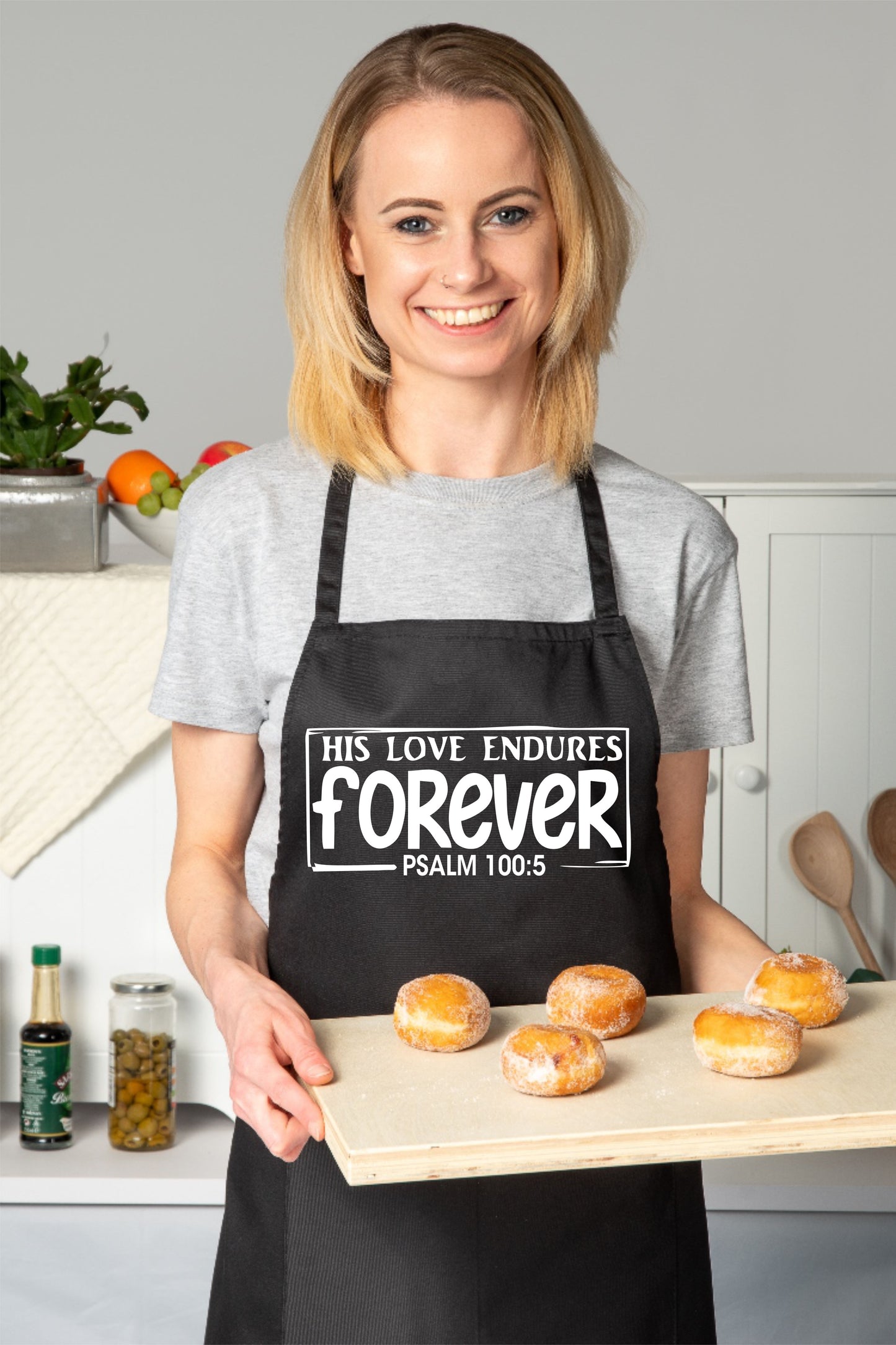 His Love Endures Church Christian Funny Apron Baking Cooking Apron