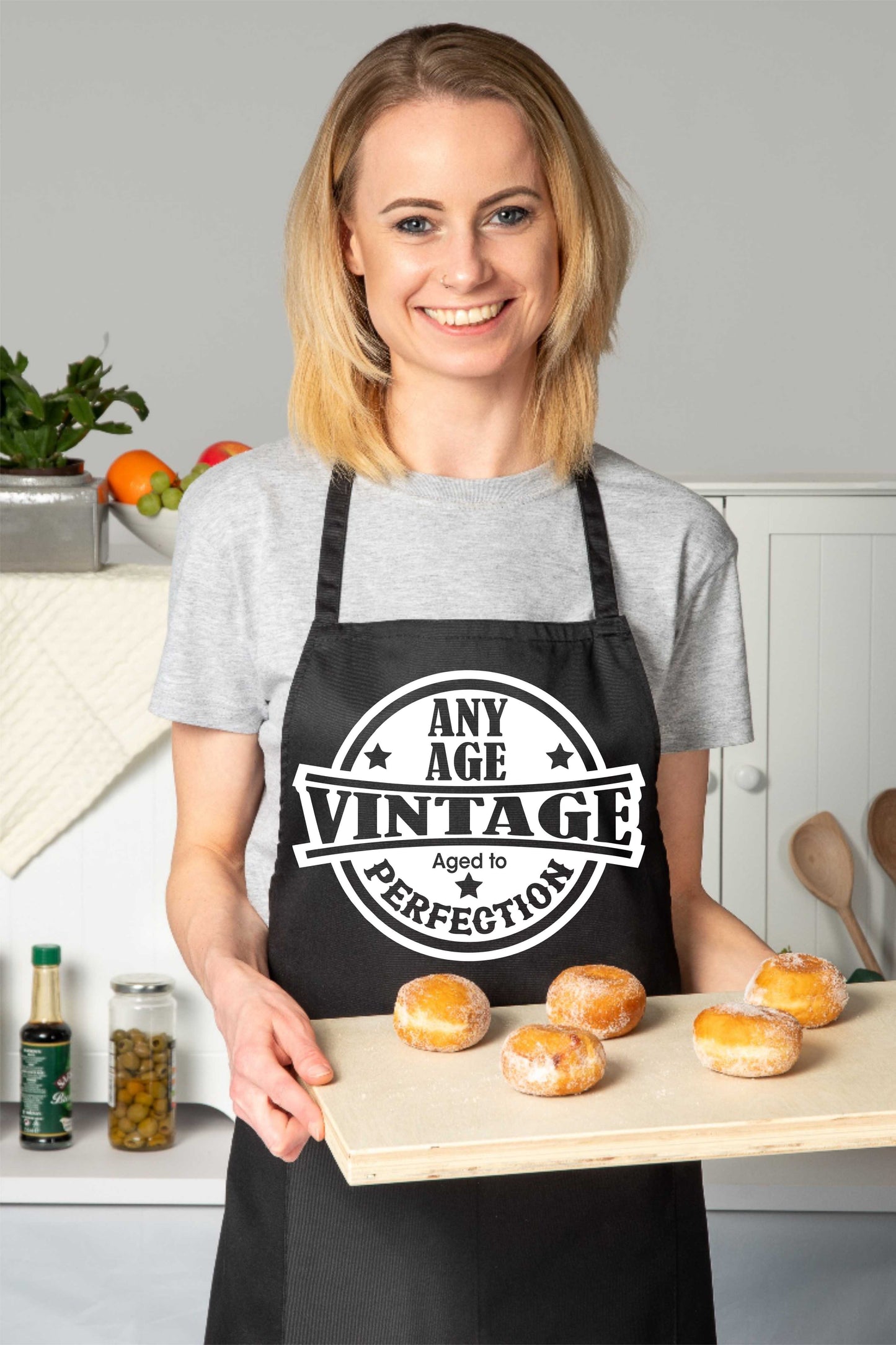 Personalised Apron Vintage Perfection Birthday Your Age Here Funny Gift
