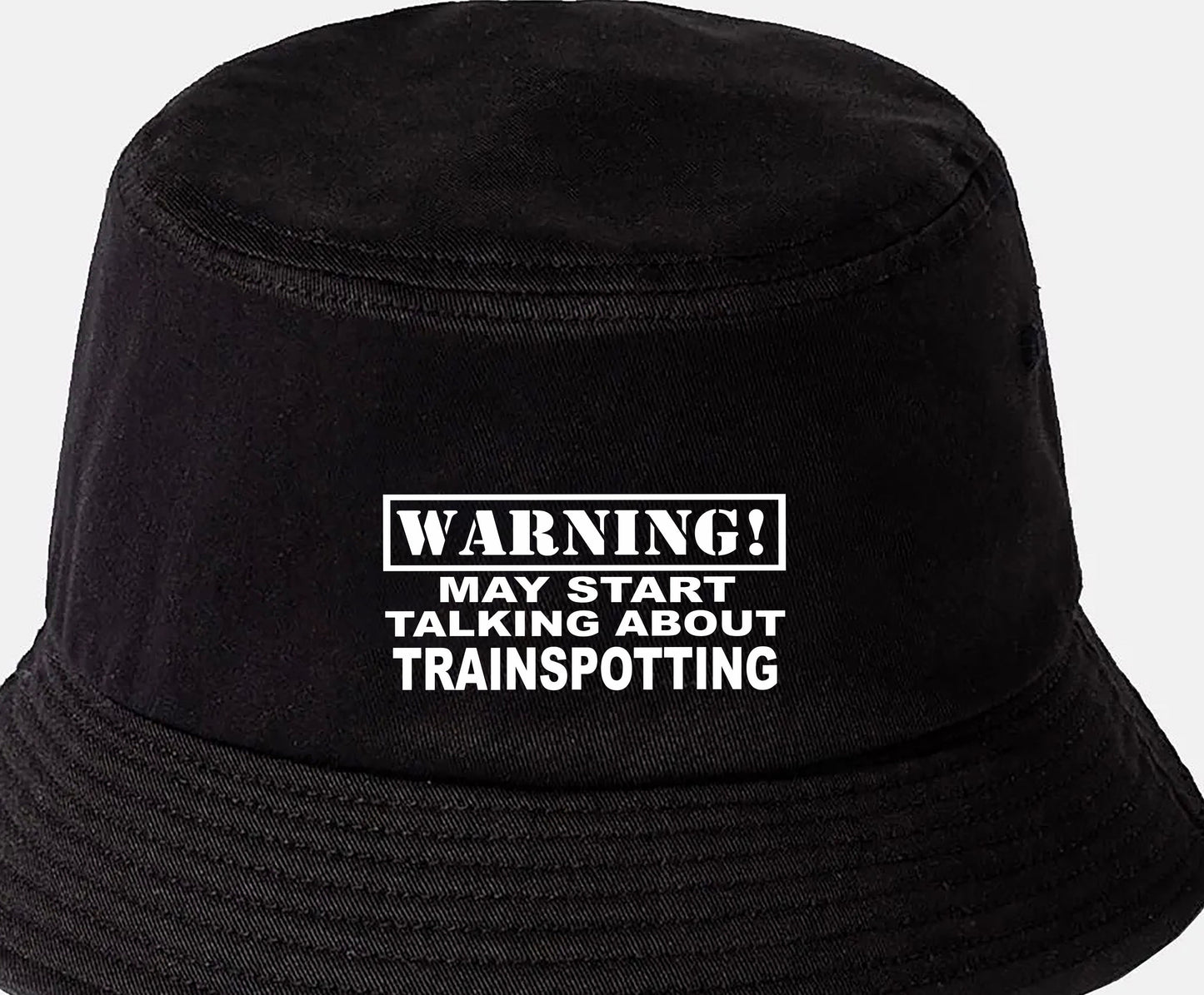 Warning May Talk About Trainspotting Bucket Hat Gift for Men & Ladies