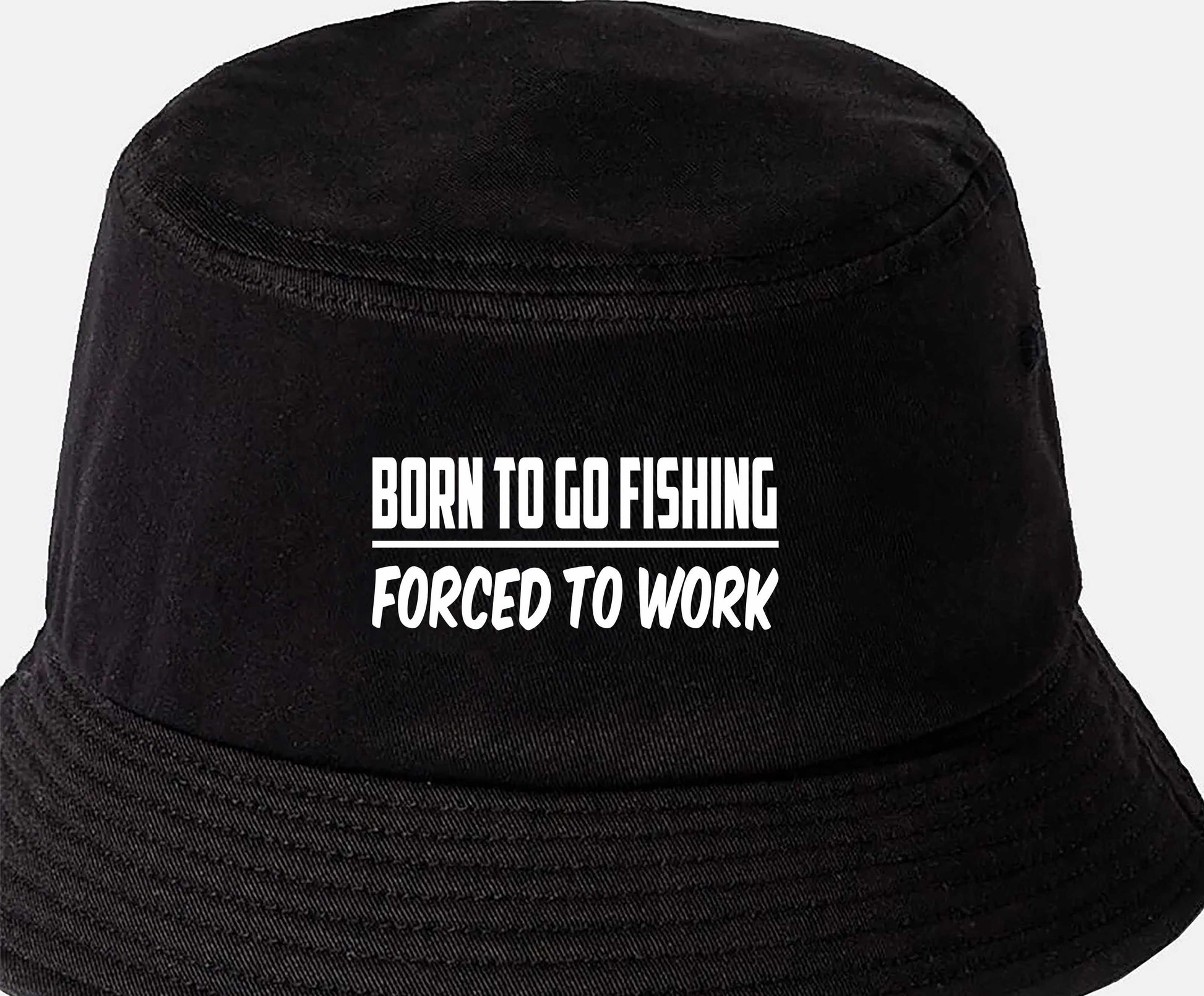 Born To Go Fishing Bucket Hat Anglers Fishermans Gift For Men & Ladies Black / Small / Medium