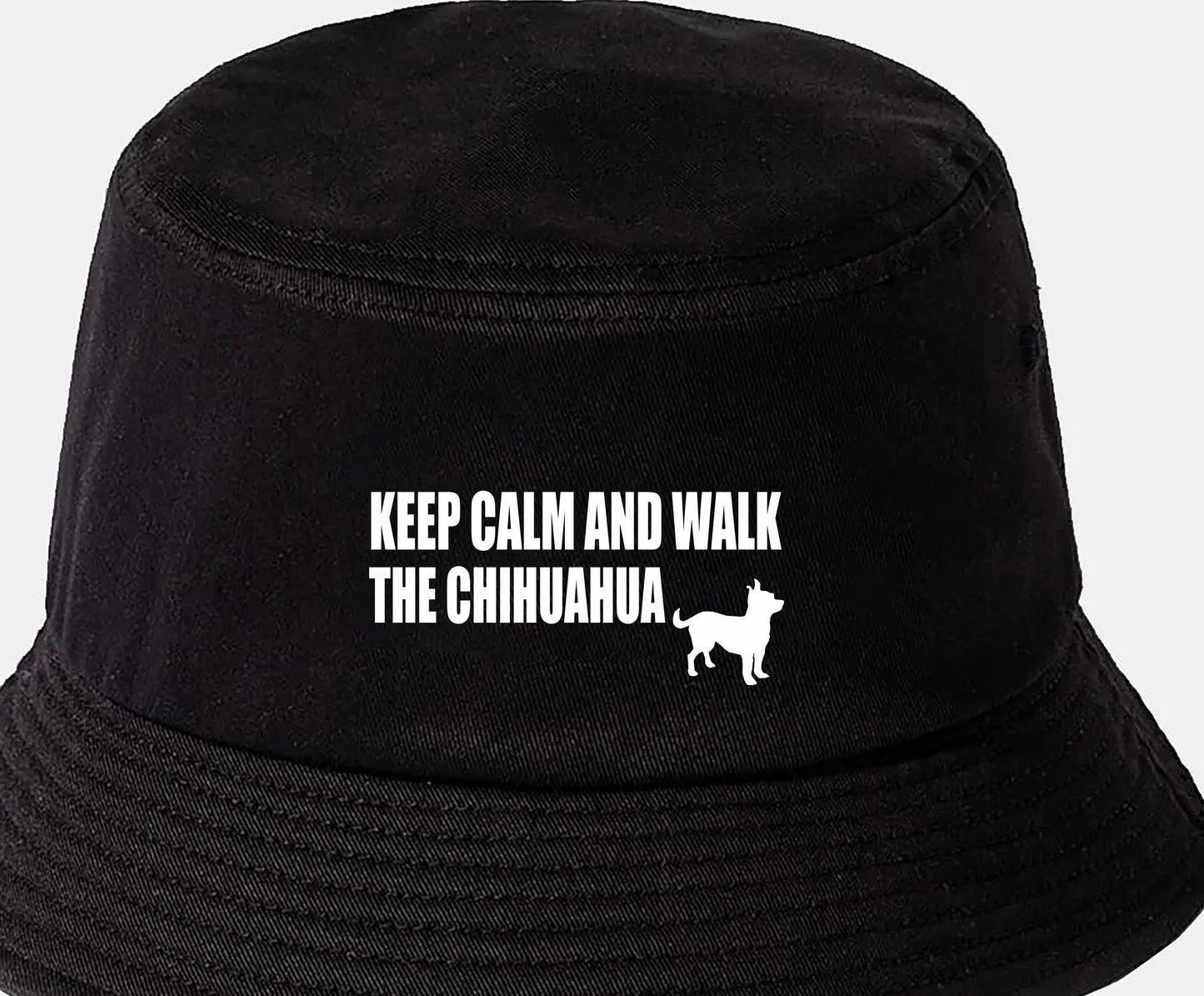 Keep Calm & Walk The Chihuahua Bucket Hat Dog Lovers Gift for Men & Ladies