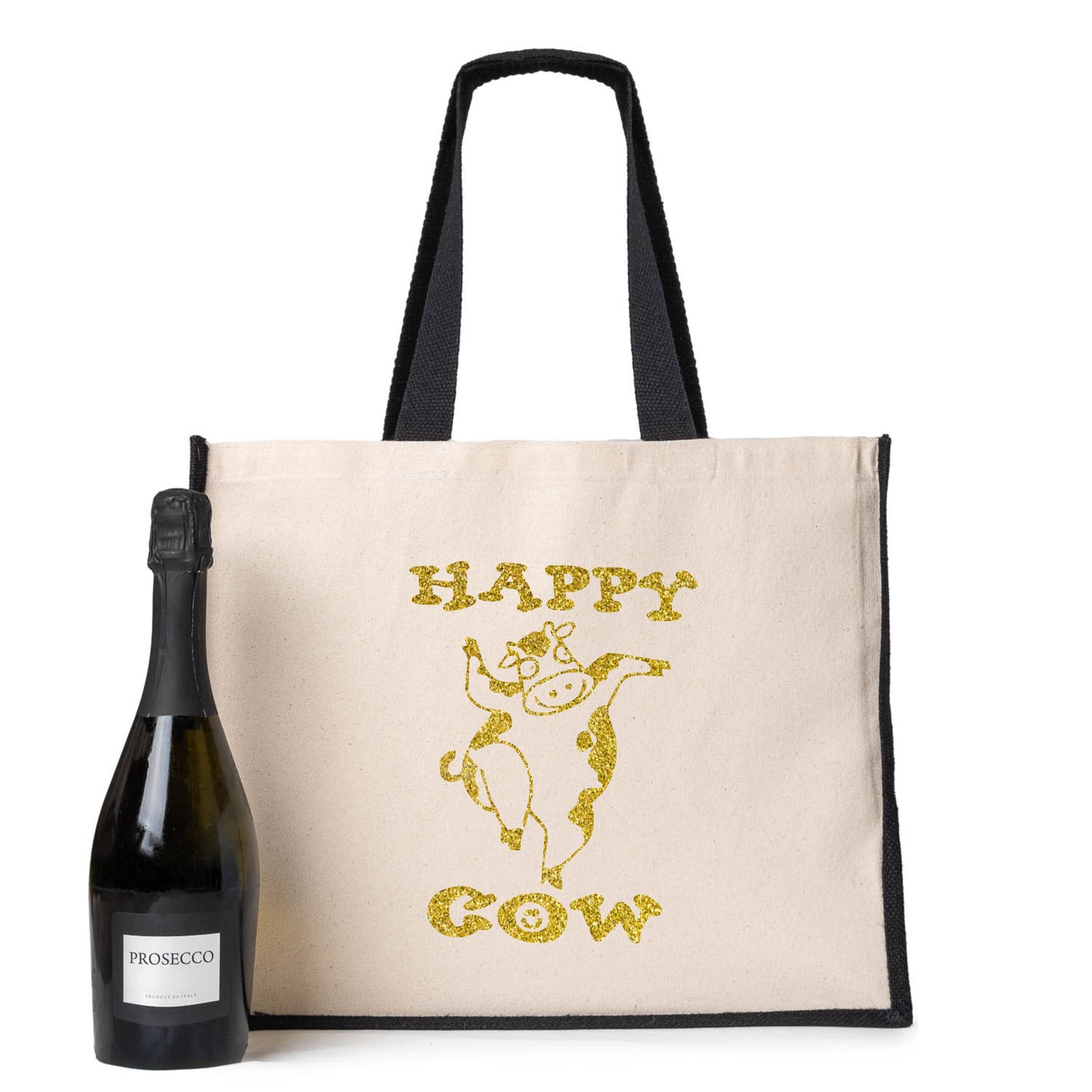 Happy Cow Women's Tote Bag Funny Birthday Ladies Canvas Shopper