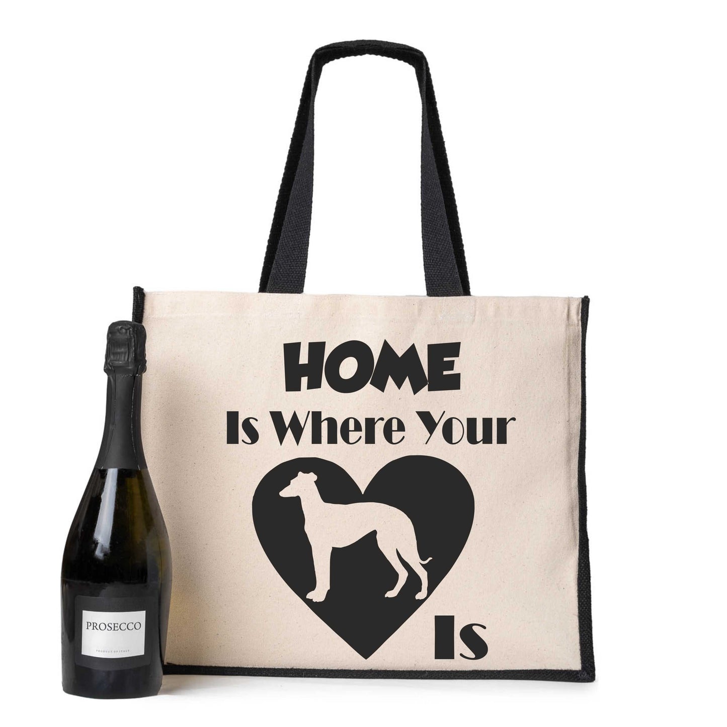 Home Is Where The Greyhound Is Tote Bag Dog Lovers Ladies Canvas Shopper