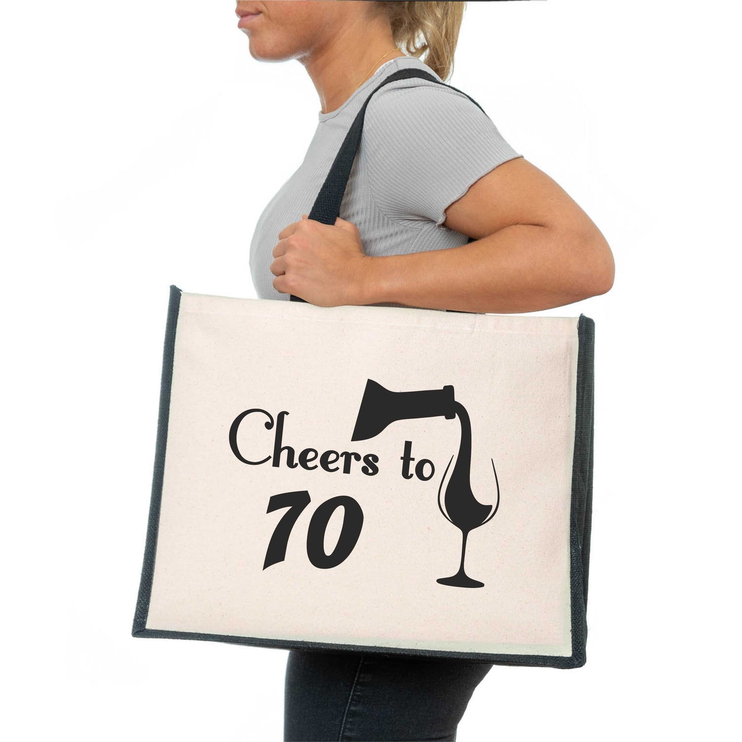 Cheers To 70 Tote Bag 70th Birthday Gift Ladies Canvas Shopper