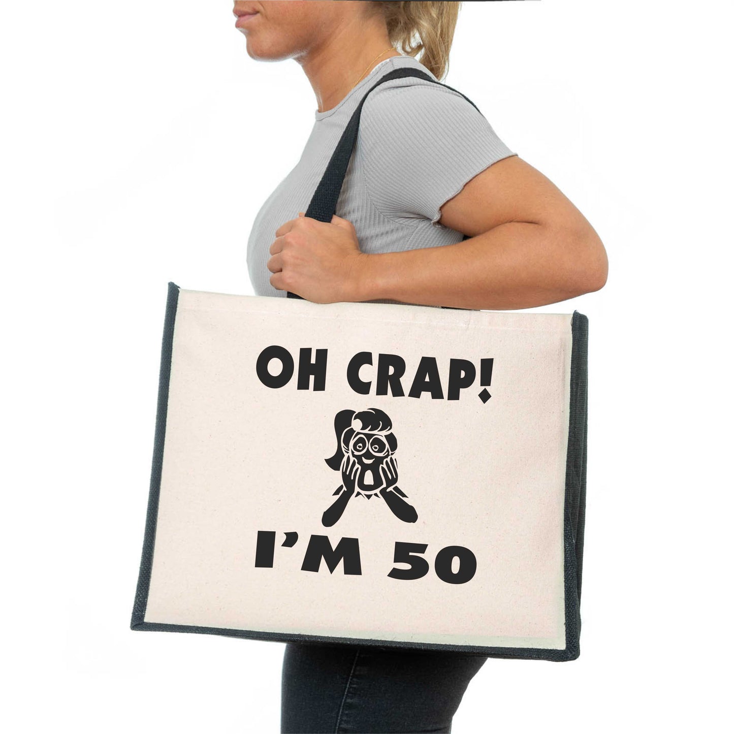 Oh Crap I'm 50 Tote Bag 50th Birthday Ladies Canvas Shopper