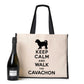 Keep Calm & Walk The Cavachon Tote Bag Dog Lovers Ladies Canvas Shopper