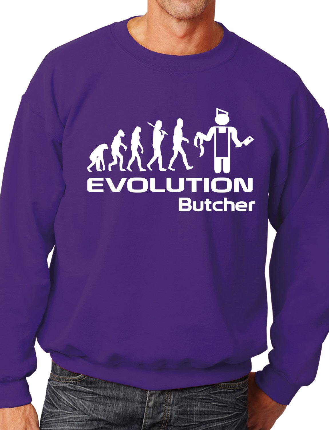 Evolution Of A Butcher Job Work Unisex Sweatshirt Sizes S-XXL