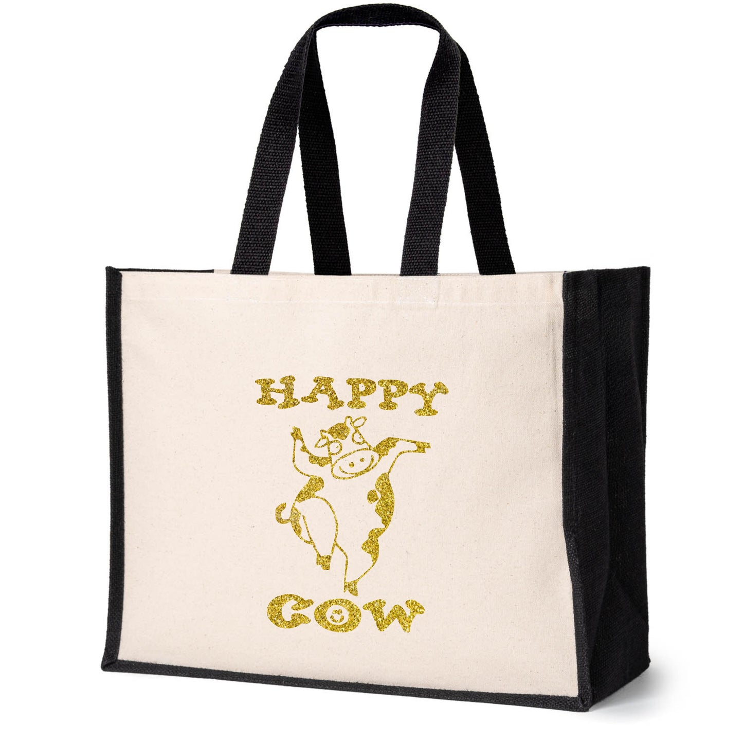 Happy Cow Women's Tote Bag Funny Birthday Ladies Canvas Shopper