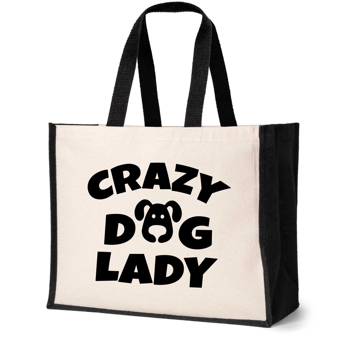 Crazy Dog Lady Tote Bag Dog Lovers Ladies Canvas Shopper