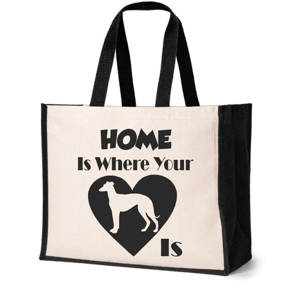 Home Is Where The Greyhound Is Tote Bag Dog Lovers Ladies Canvas Shopper
