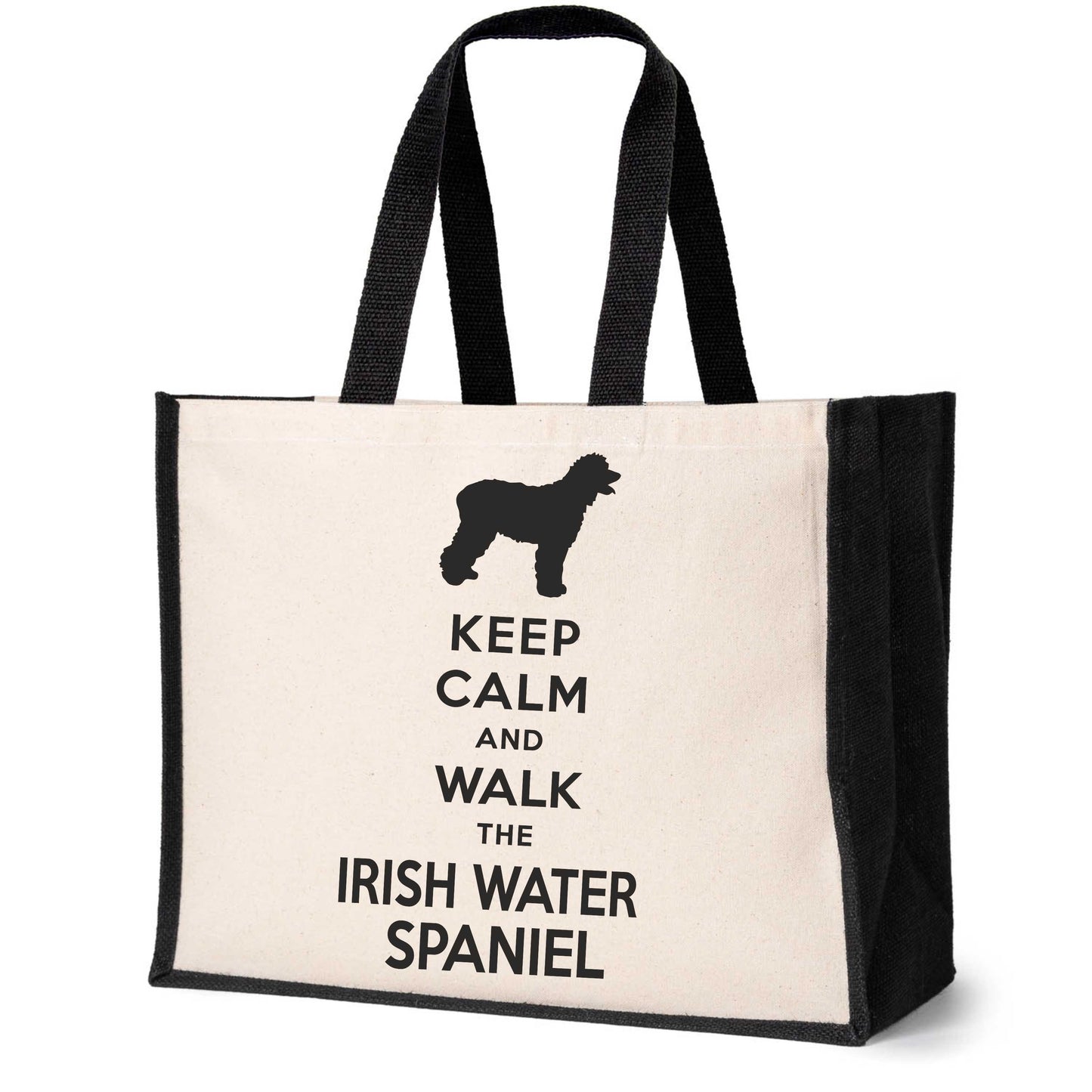 Keep Calm & Walk Irish Water Spaniel Tote Bag Dog Lovers Ladies Canvas Shopper